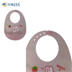 Áo yếm ăn dặm em bé màu hồng thỏ con