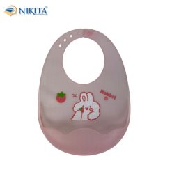 Áo yếm ăn dặm em bé màu hồng thỏ con