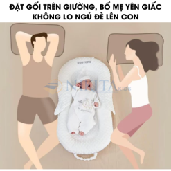 Gối chống trào ngược Sunveno cho bé, giữ ấm bụng 3 in 1