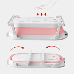 Chậu tắm cho trẻ sơ sinh, chậu tắm có thể gấp gọn màu trắng xanh không có nhiệt kế