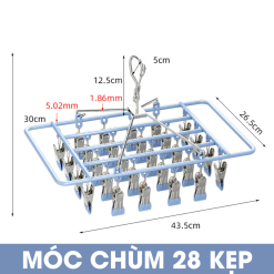Móc chùm treo đồ em bé, đồ lót, tất vớ - 28 kẹp